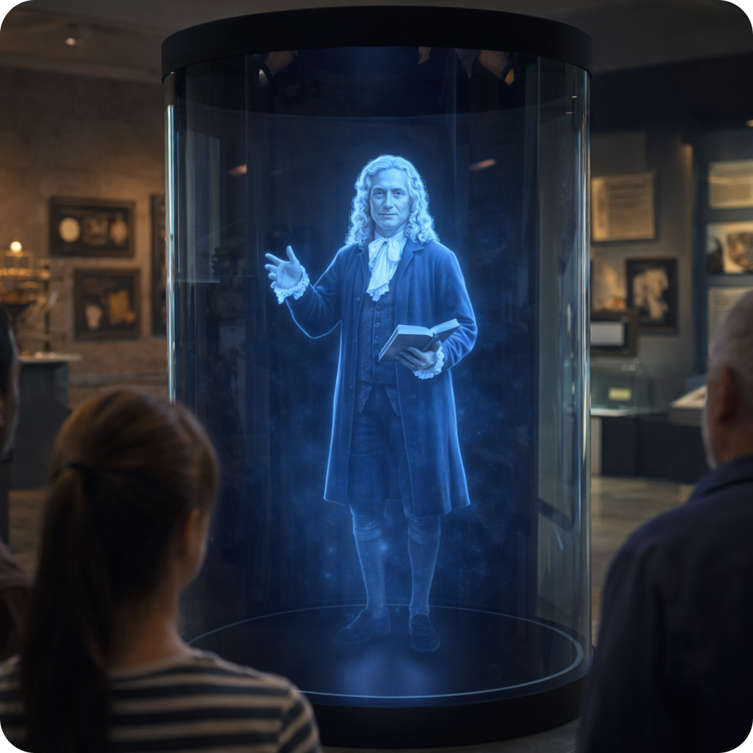 Exposición Isaac Newton en museo Holotube