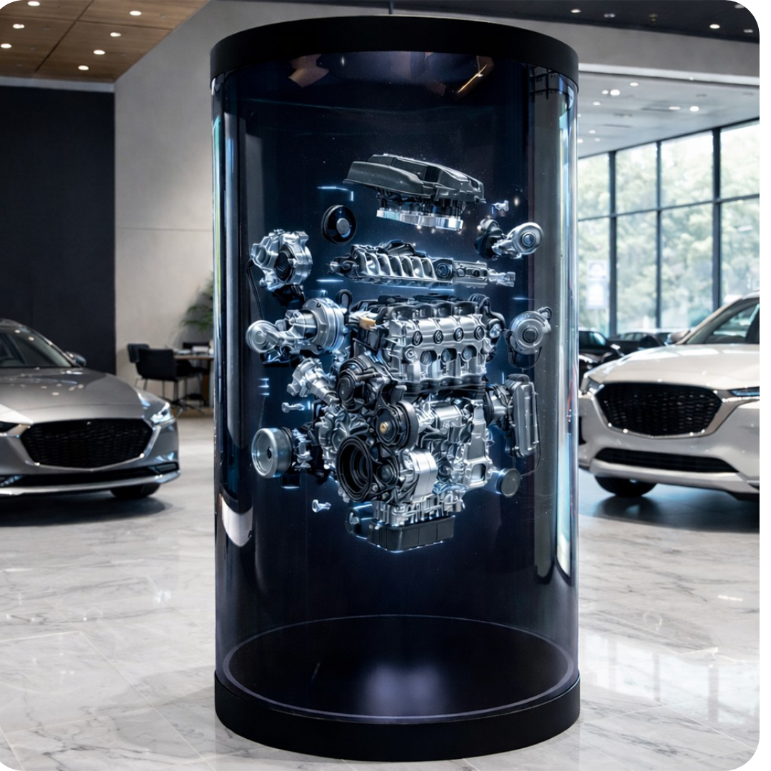 Muestra modelo 3d concesionaria de autos Holotube
