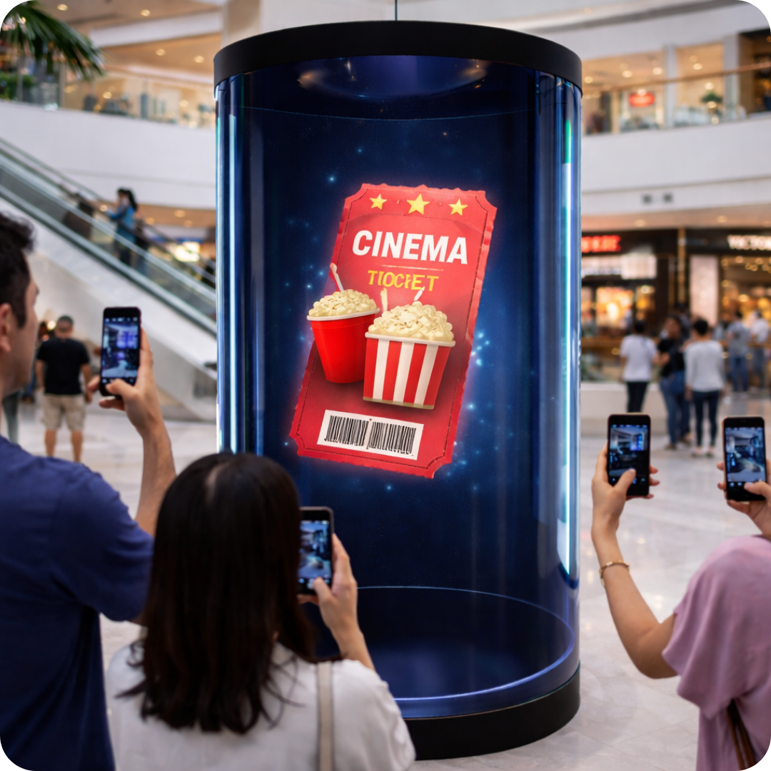 publicidad 3d ticket del cine holotube